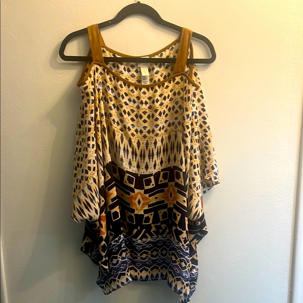 Chico's Brown and Black Asymmetrical Sleeveless Tunic